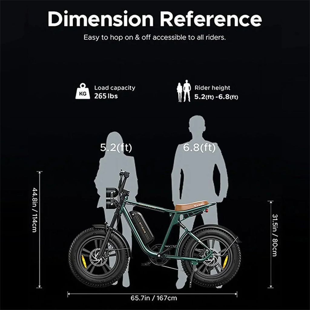 1000W Electric Bike for Adults, Retro-Style, 28mph, 94 Miles Range, 20"x4.0" Fat Tires, Full Suspension, UL Certified