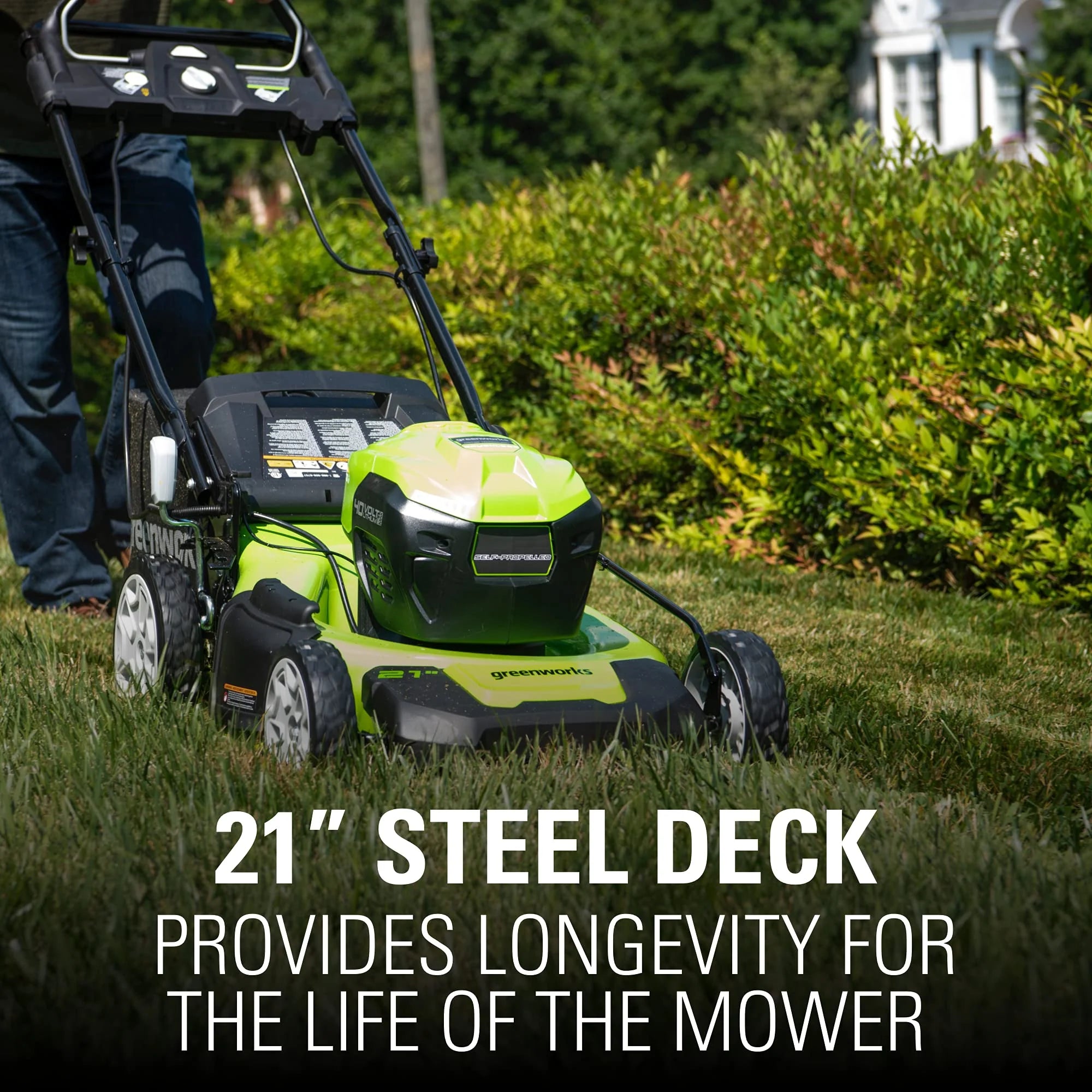 80V Cordless 21" Self-Propelled Brushless Lawn Mower | Greenworks