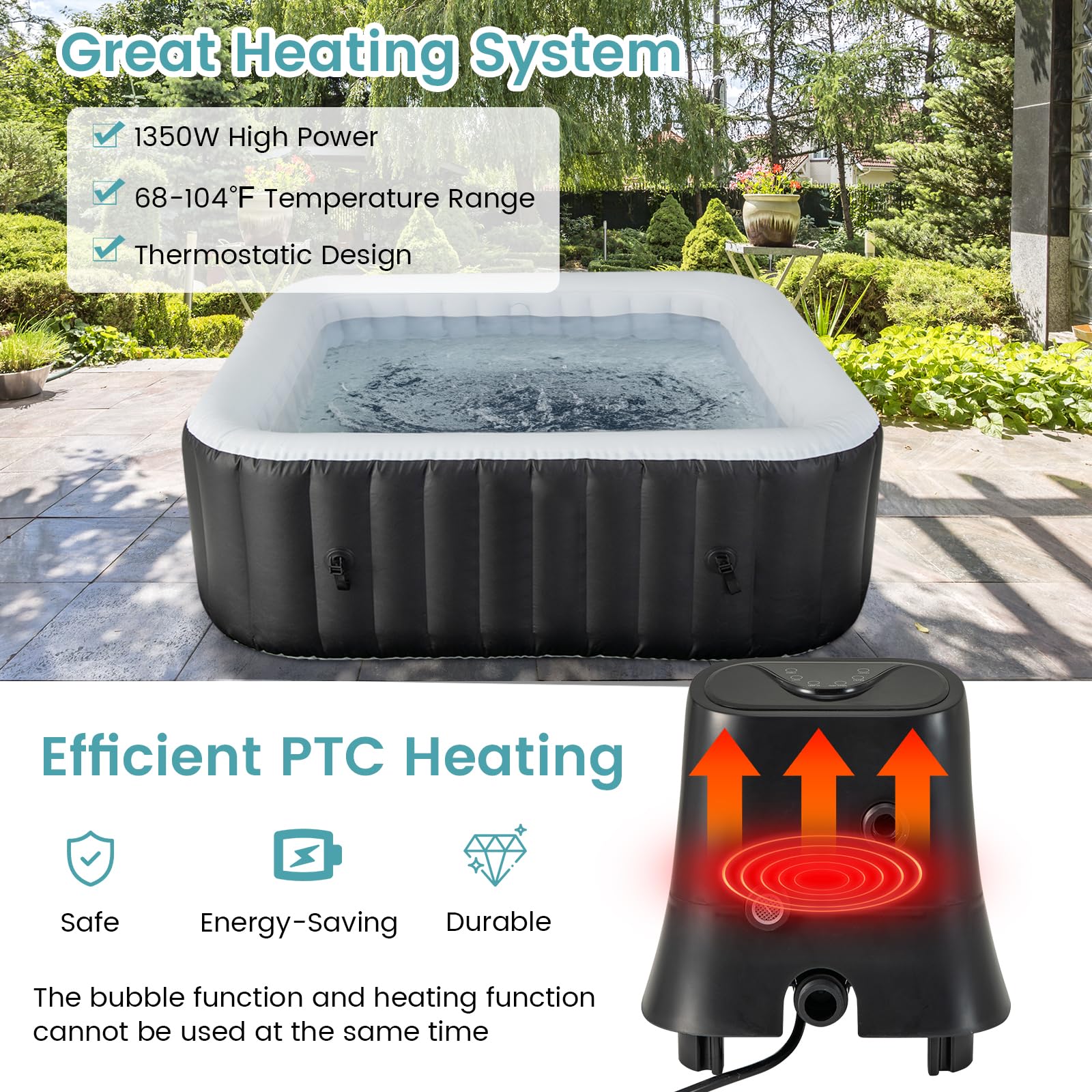 Inflatable Hot Tub, Blowup Pool Hottub, Portable Outdoor Water SPA