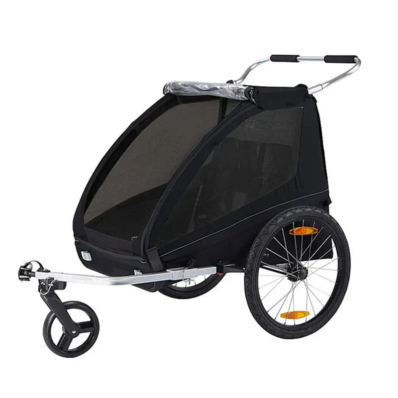 2-Seat Bicycle Trailer and Stroller - Black