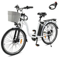 350W Electric Commuter Bike for Adults, 26" Cruiser Ebike with 36V 12.5AH Removable Battery, Shimano 6-Speed, Dual Shock Absorber, Basket