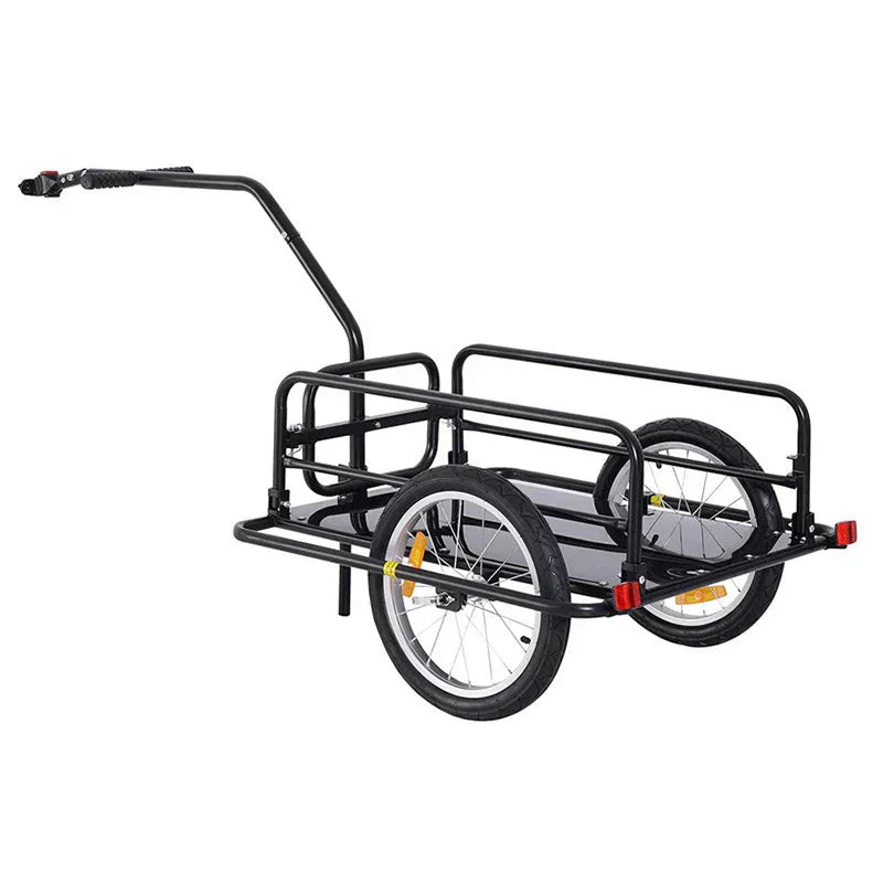 Foldable Bike Cargo Trailer, 80lbs Capacity, 16" Wheels, Black, with Hitch