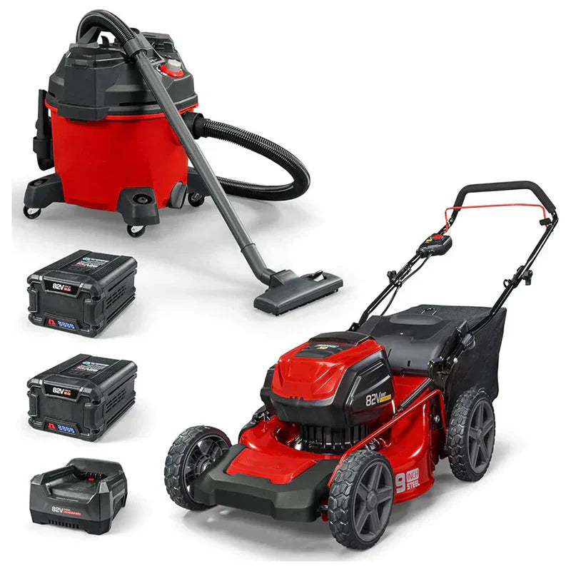 82V MAX 21" Electric Cordless Lawn Mower, Steel Deck, 3-in-1 Design, Red/Black