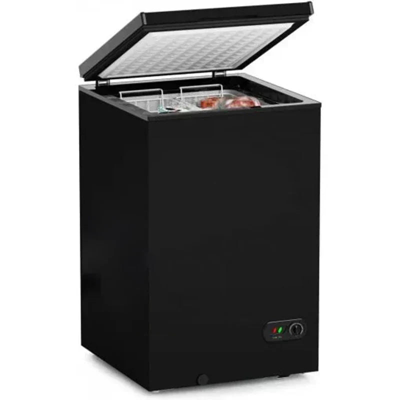 Chest Freezer - 3.5 Cu Ft with 2 Removable Baskets - Reach In Freezer Chest - Quiet Compact Freezer - 7 Temperature Settings - Black