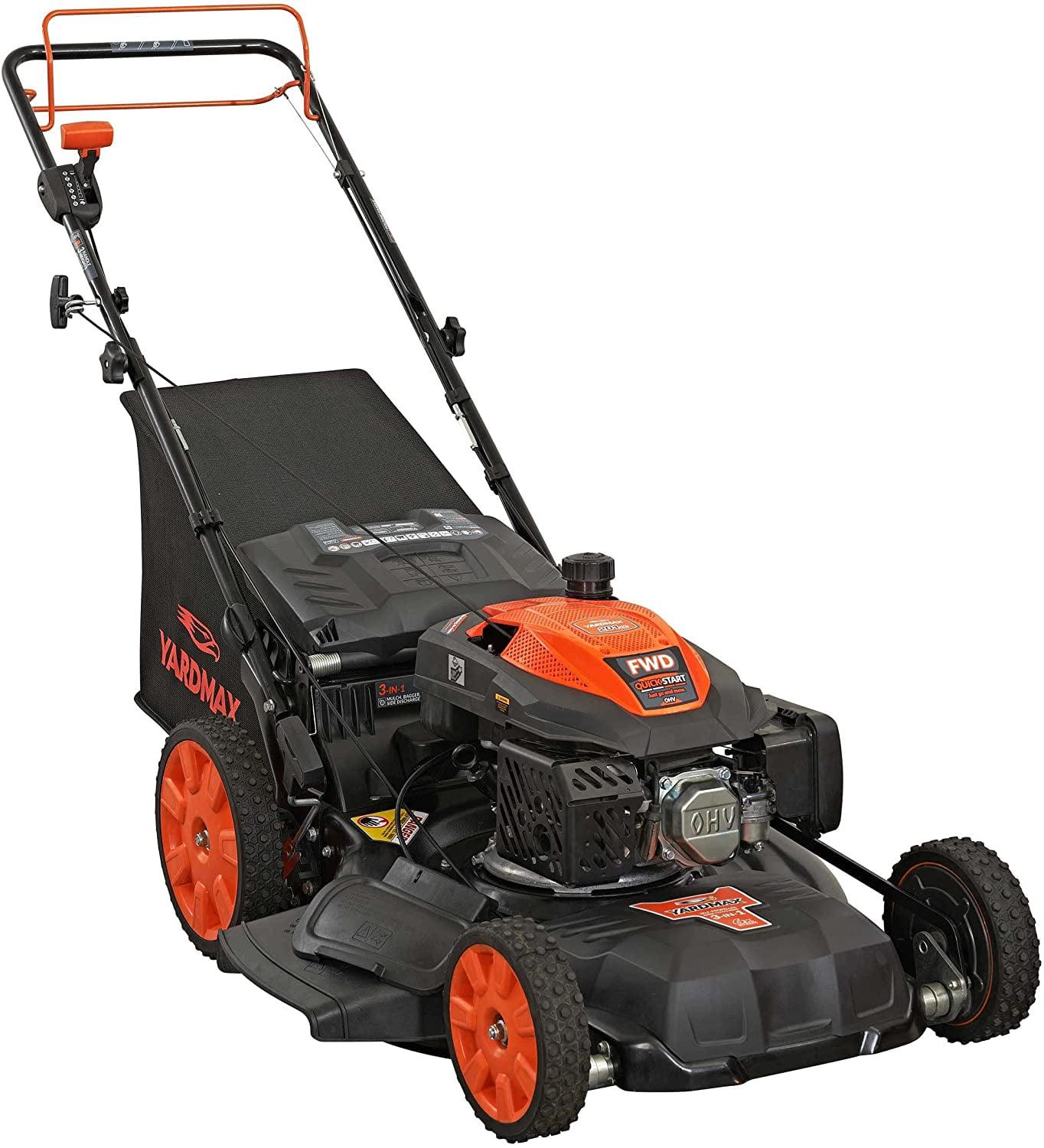 YG2860 22" 201cc 3-in-1 Gas Self-Propelled Lawn Mower with CVT and High Wheels