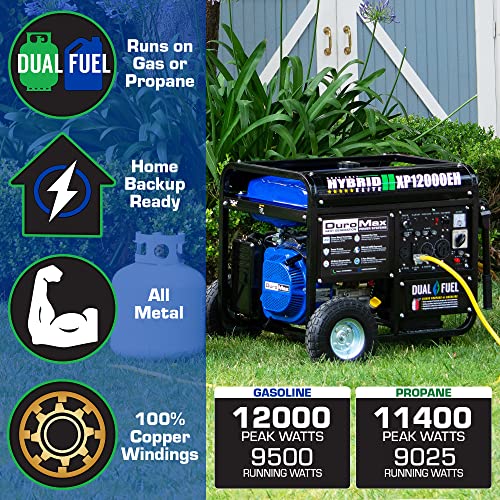 XP12000EH Dual Fuel Generator - 12,000W Gas/Propane, 457cc 4-Stroke Engine, EPA/CARB Compliant