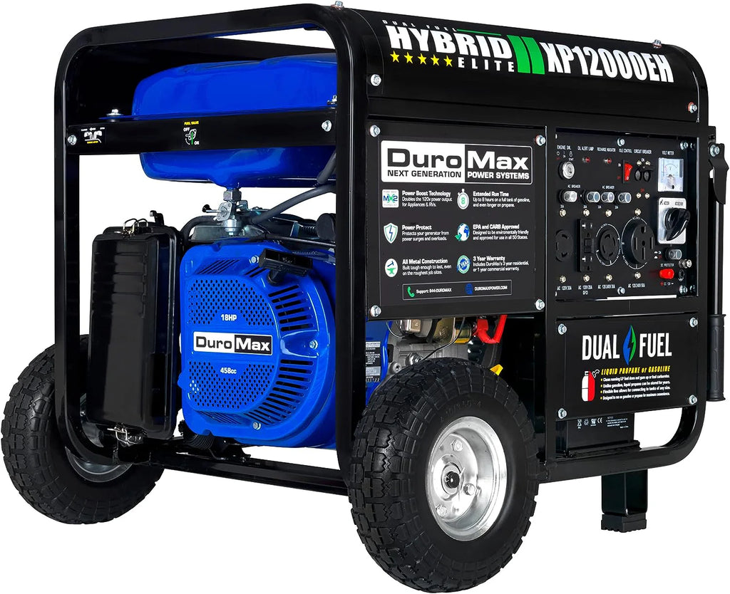 XP12000EH Dual Fuel Generator - 12,000W Gas/Propane, 457cc 4-Stroke Engine, EPA/CARB Compliant