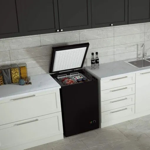 Chest Freezer - 3.5 Cu Ft with 2 Removable Baskets - Reach In Freezer Chest - Quiet Compact Freezer - 7 Temperature Settings - Black