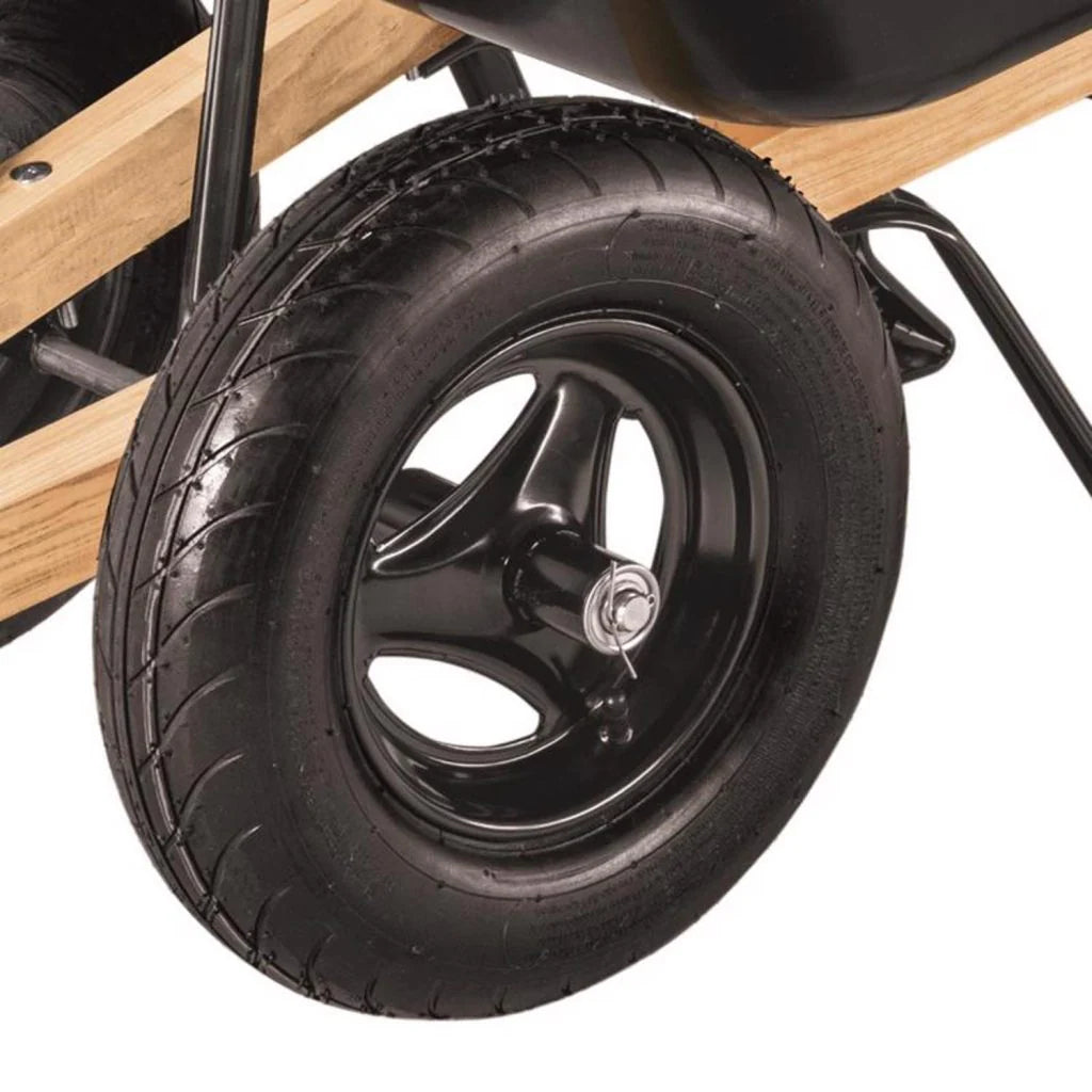 10 cu ft Poly Wheelbarrow with Dual 16" Pneumatic Tires and Hardwood Handles