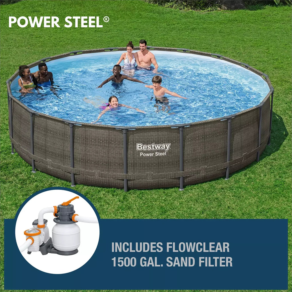 Bestway Power Steel Round Above Ground Pool Set, 18' x 48