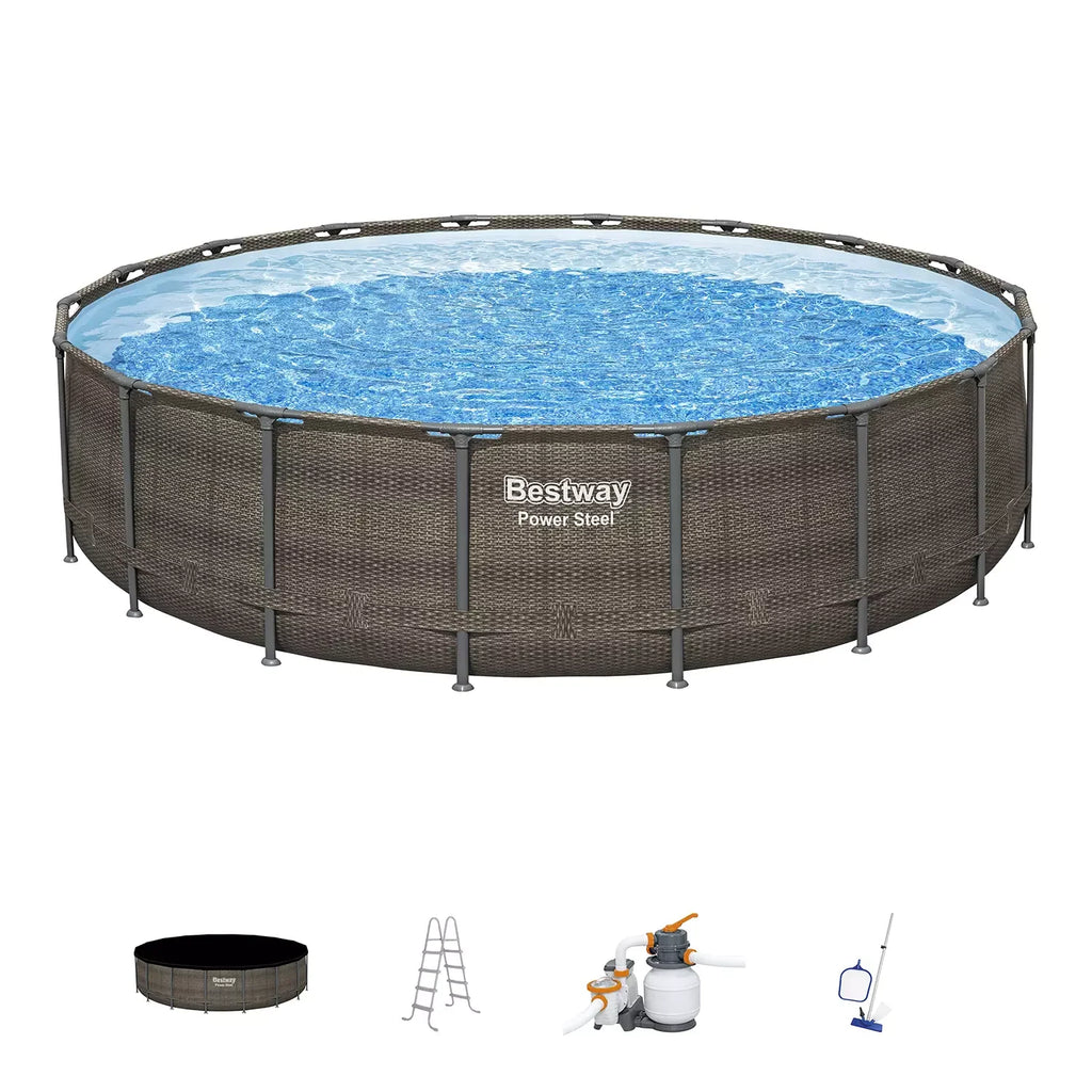 Bestway Power Steel Round Above Ground Pool Set, 18' x 48