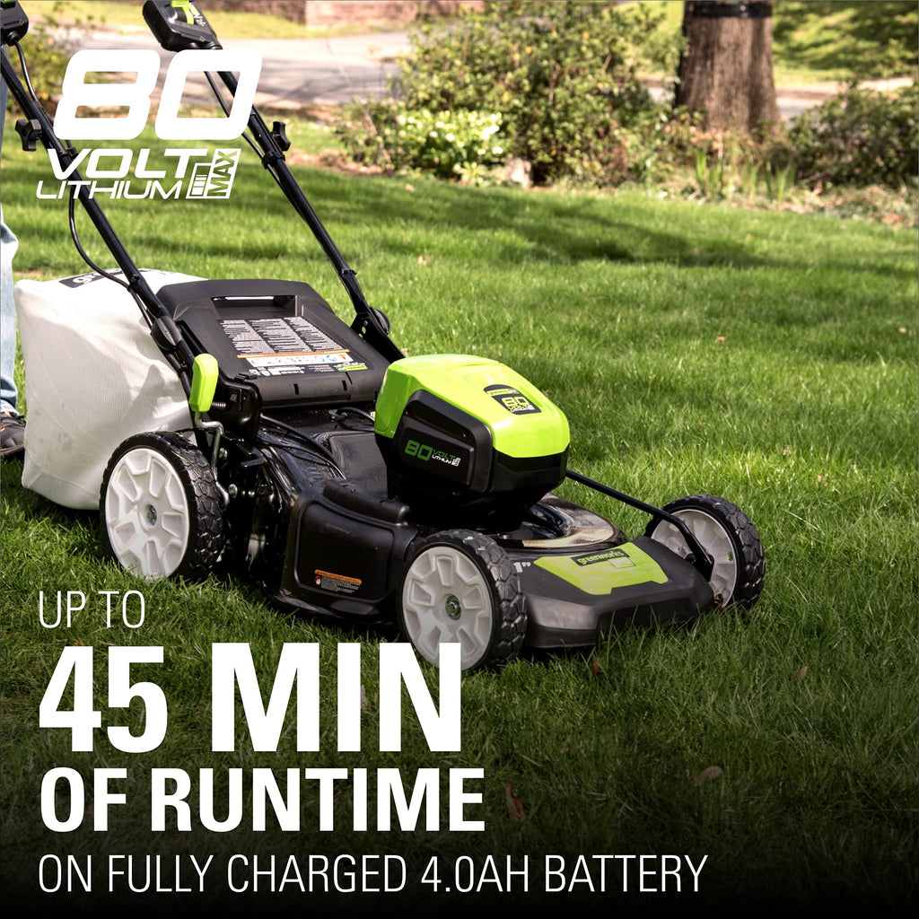80V Cordless 21" Self-Propelled Brushless Lawn Mower | Greenworks