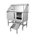 Professional Stainless Steel Dog Grooming Tub with Ramp, Faucet & Sprayer - 50" Pet Wash Station
