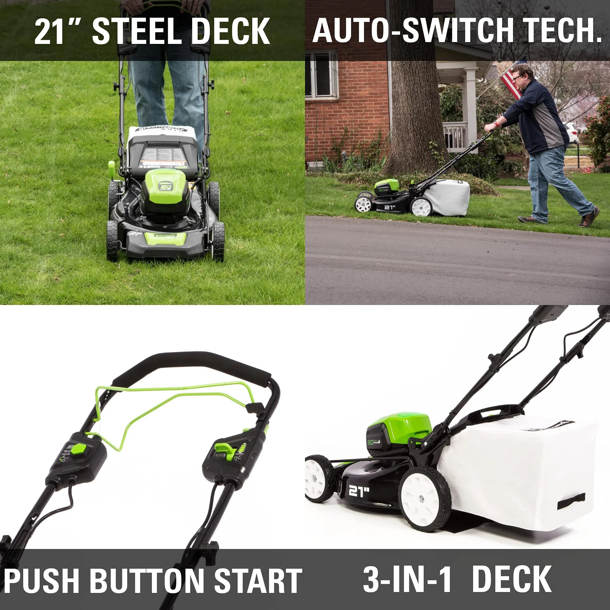 80V Cordless 21" Self-Propelled Brushless Lawn Mower | Greenworks