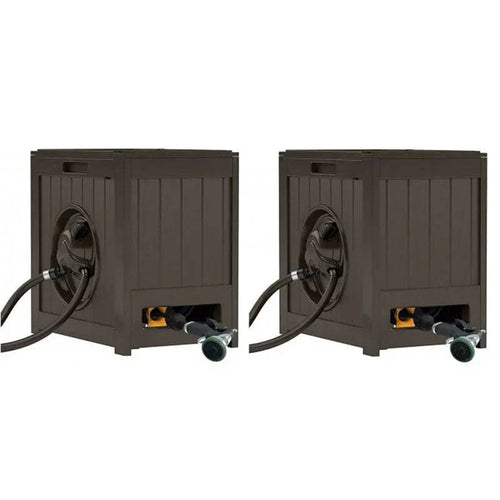 125" Aquawinder Auto Rewind Water Powered Yard Hose Reel, Java (2 Pack)