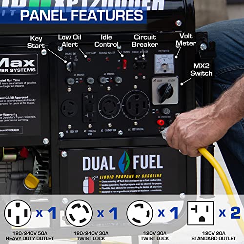 XP12000EH Dual Fuel Generator - 12,000W Gas/Propane, 457cc 4-Stroke Engine, EPA/CARB Compliant