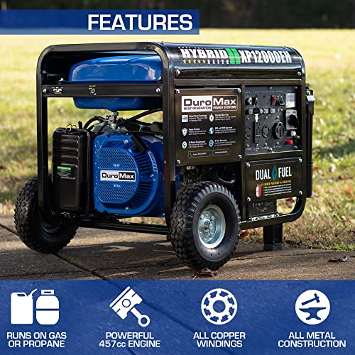 XP12000EH Dual Fuel Generator - 12,000W Gas/Propane, 457cc 4-Stroke Engine, EPA/CARB Compliant