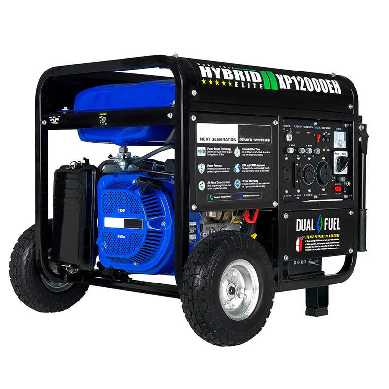 XP12000EH Dual Fuel Generator - 12,000W Gas/Propane, 457cc 4-Stroke Engine, EPA/CARB Compliant