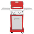 2-Burner Propane Gas Grill, Red - Stainless Steel, 28,000 BTUs, Compact Design