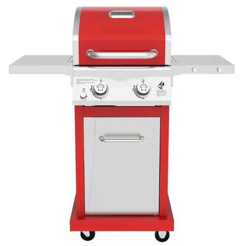 2-Burner Propane Gas Grill, Red - Stainless Steel, 28,000 BTUs, Compact Design