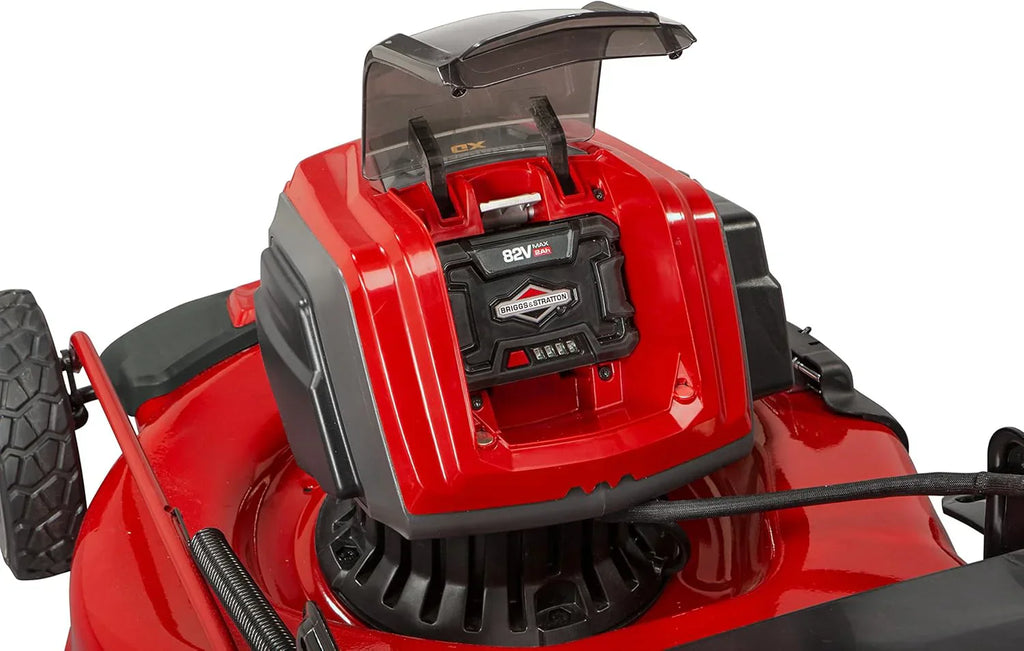 82V MAX 21" Electric Cordless Lawn Mower, Steel Deck, 3-in-1 Design, Red/Black